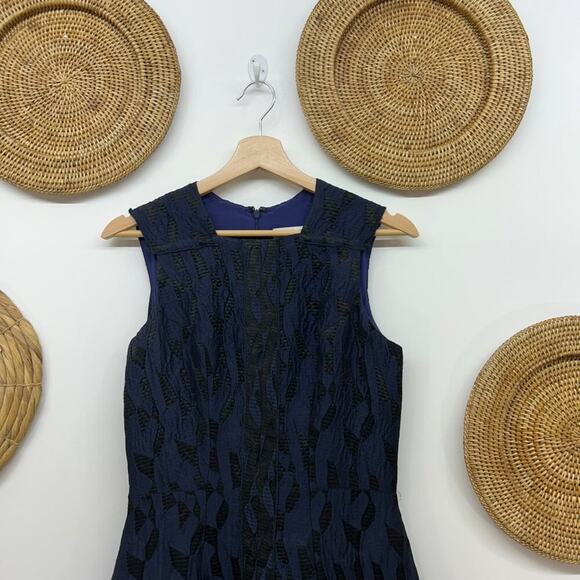 Prabal Gurung Designer Blue Black Silk Sleeveless Mini Dress 4 - Picture 1 of 7